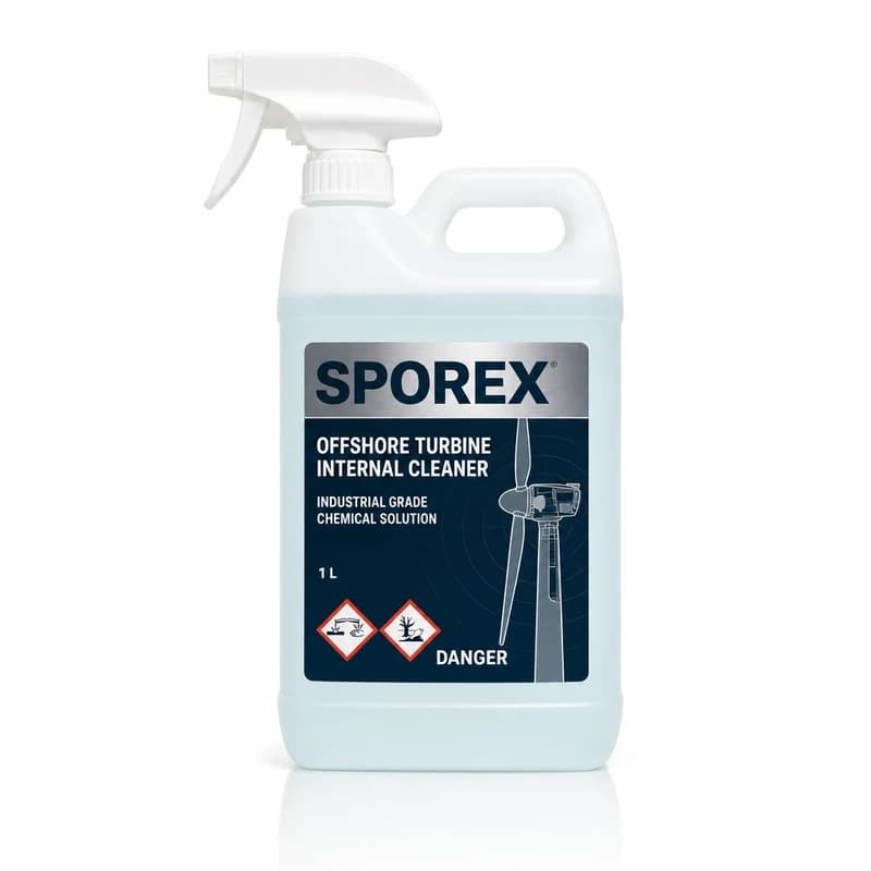 Sporex 1 litre trigger spray bottle of TurbineClean antimicrobial cleaner