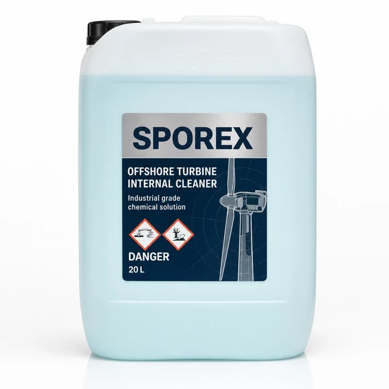 Sporex 20 litre container of TurbineClean antimicrobial cleaner concentrate